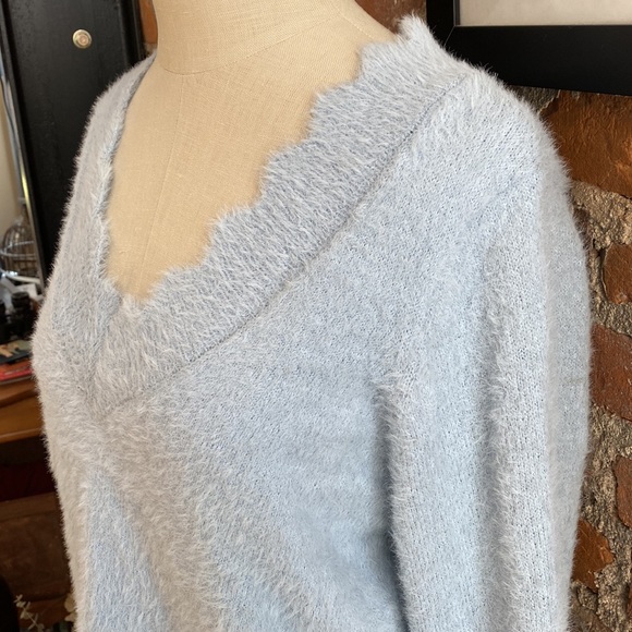 Marled Light Blue Fuzzy Sweater - Picture 2 of 9